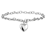 Women’s Stainless Steel Heart Charm Link Bracelet