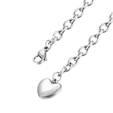 Women’s Stainless Steel Heart Charm Link Bracelet