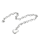 Women’s Stainless Steel Heart Charm Link Bracelet
