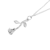 Women’s Stainless Steel Rose Flower Pendant Necklace